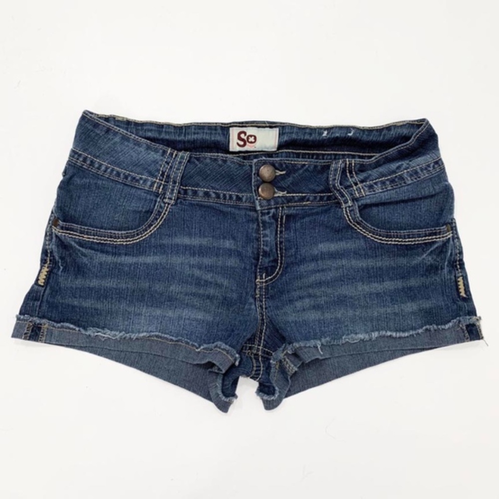 SO Stretch Jean Shortie Shorts Sz 13 Rolled Hem - Picture 2 of 8